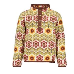 OBERMEYER Boulder Fleece 1/4 Snap Jacket Girls M Floral Snow Ski Soft Outdoor